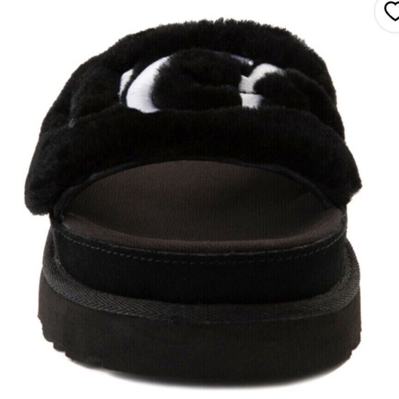 New Ugg Black Laton Fur Slide Sandals Platform Women's Slip On Shoe Black NIB - Picture 6 of 7